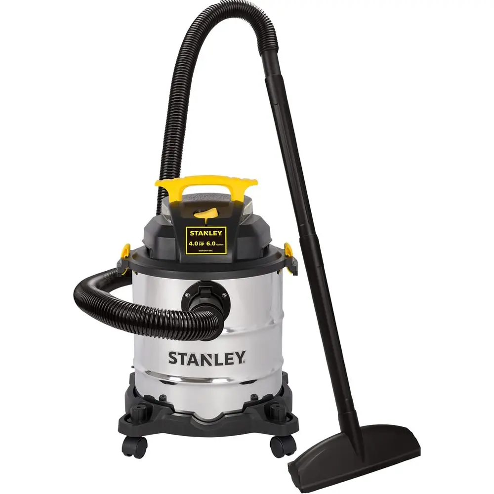 6 Gallon, 4.0 HP Wet/Dry Vacuum Cleaner with Stainless Steel Tank, Silver and Yellow Design
6 Gallon, 4.0 HP Wet/Dry Vacuum Cleaner with Stainless Steel Tank, Silver and Yellow Design