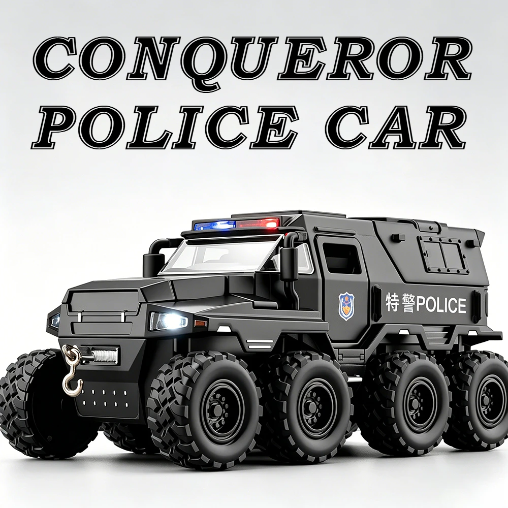 1:32 Conqueror Police Car Model Toy Detachable Components Sound Light Pull Back Off-road Vehicles Models Boys Birthday Presents
1:32 Conqueror Police Car Model Toy Detachable Components Sound Light Pull Back Off-road Vehicles Models Boys Birthday Presents