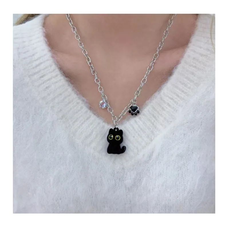 Cat~ Flocking Black Cat Zircon Cat Claw Necklace Women's Premium Design Niche Sweet Cool Spice Sweater Chain
Cat~ Flocking Black Cat Zircon Cat Claw Necklace Women's Premium Design Niche Sweet Cool Spice Sweater Chain