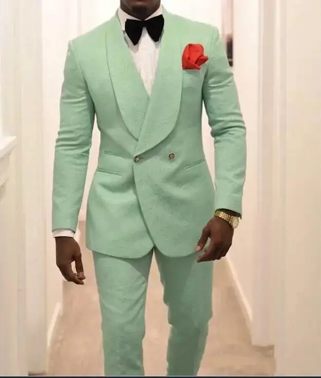 Mint Green Men Groom Tuxedos for Wedding Suits Shawl Lapel Double Breasted Two Pieces (Jacket+Pants) Formal Man Blazer
Mint Green Men Groom Tuxedos for Wedding Suits Shawl Lapel Double Breasted Two Pieces (Jacket+Pants) Formal Man Blazer