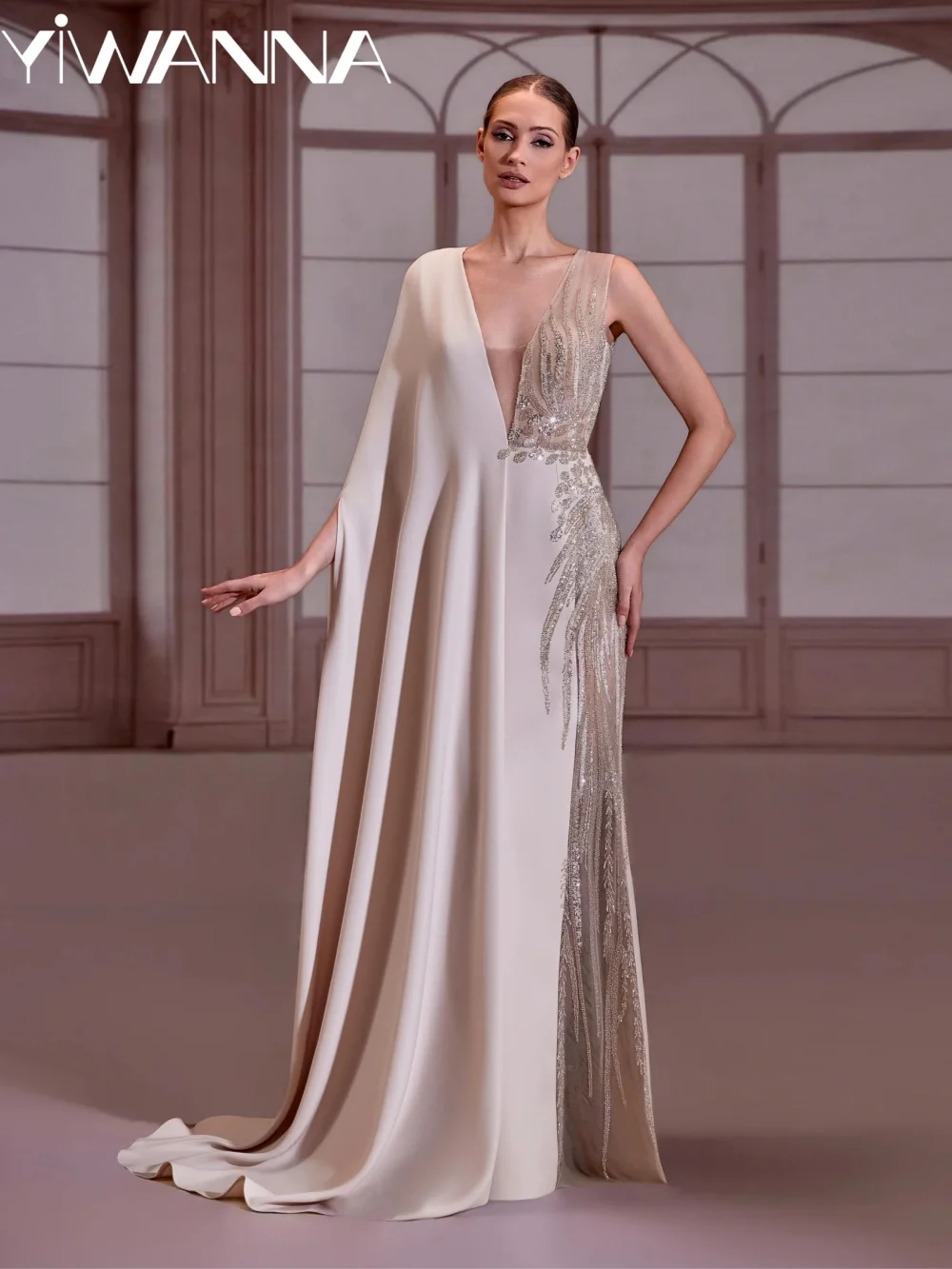 Elegant Beaded Mother of The Bride Dress For Wedding Classic Vneck Cape Sleeve Evening Dresses Customized Long Banquet Gowns
Elegant Beaded Mother of The Bride Dress For Wedding Classic Vneck Cape Sleeve Evening Dresses Customized Long Banquet Gowns