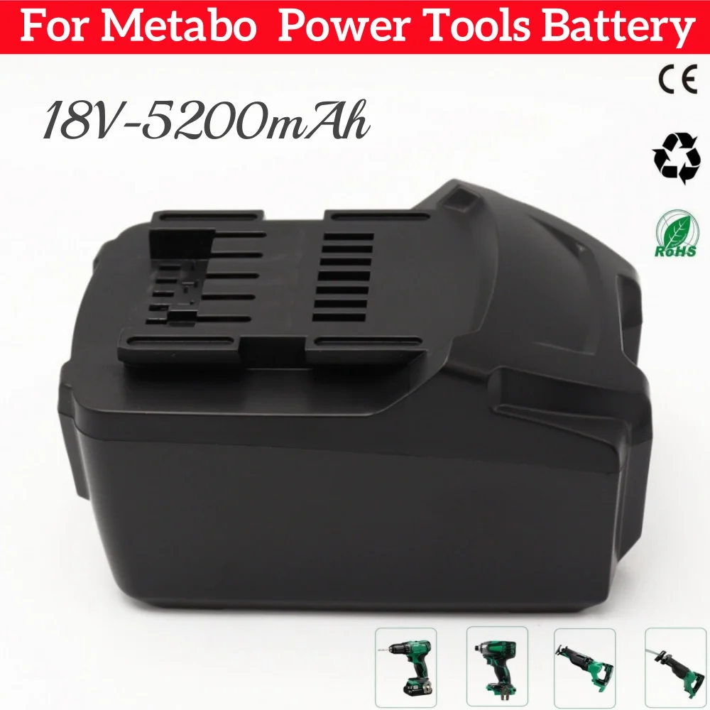 Новый аккумулятор 18 В 5,2 Ач для аккумуляторных электроинструментов Metabo, дрели, гаечных ключей, молотков для аккумулятора Metabo 18 В, 5200 мАч BSZ18 625591000
Новый аккумулятор 18 В 5,2 Ач для аккумуляторных электроинструментов Metabo, дрели, гаечных ключей, молотков для аккумулятора Metabo 18 В, 5200 мАч BSZ18 625591000