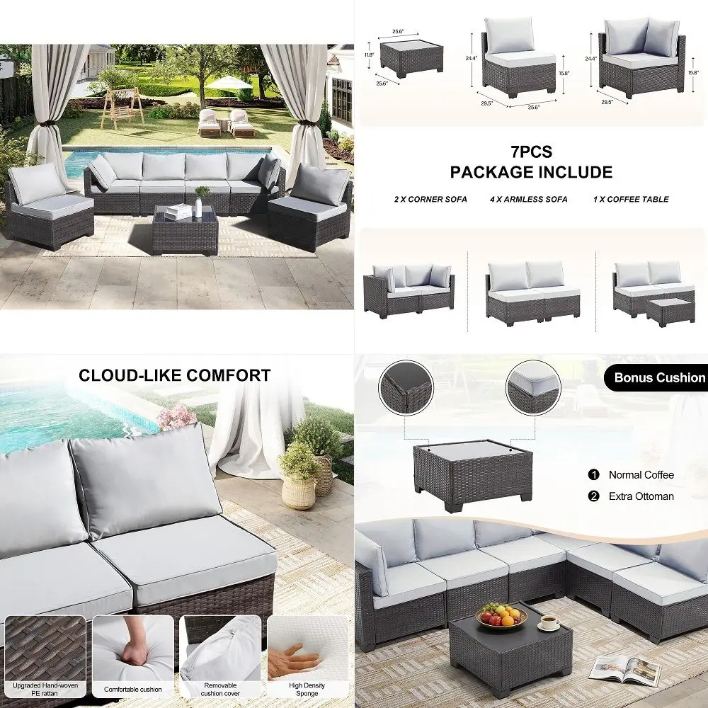 8 Pieces Wicker Patio Furniture Set with Storage Deck Box, PE Rattan Outdoor Sectional Sofa Conversation Set with Coffee Table
8 Pieces Wicker Patio Furniture Set with Storage Deck Box, PE Rattan Outdoor Sectional Sofa Conversation Set with Coffee Table