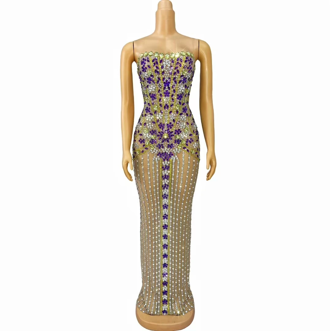 Fashion Twinkling Rhinestones Gown Sexy Mesh Tube Dress Women Evening Party Red Carpet Elegant Dresses Huangyeju
Fashion Twinkling Rhinestones Gown Sexy Mesh Tube Dress Women Evening Party Red Carpet Elegant Dresses Huangyeju