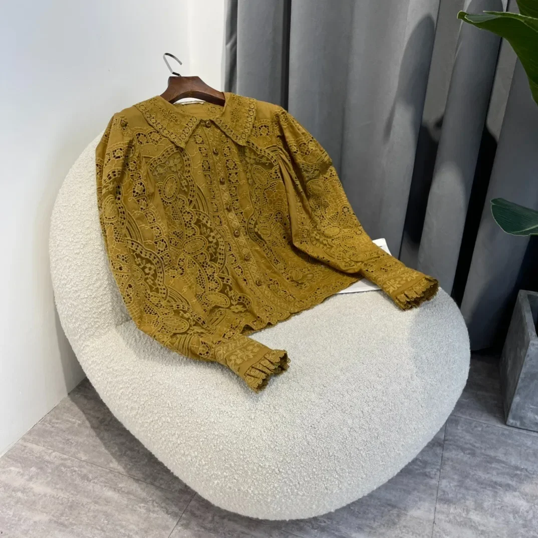 Casual Cotton 2024 Brown White New Arrival Spring High Quality Hollow Out Embroidery Long Puff Sleeve Blouse Tops
Casual Cotton 2024 Brown White New Arrival Spring High Quality Hollow Out Embroidery Long Puff Sleeve Blouse Tops