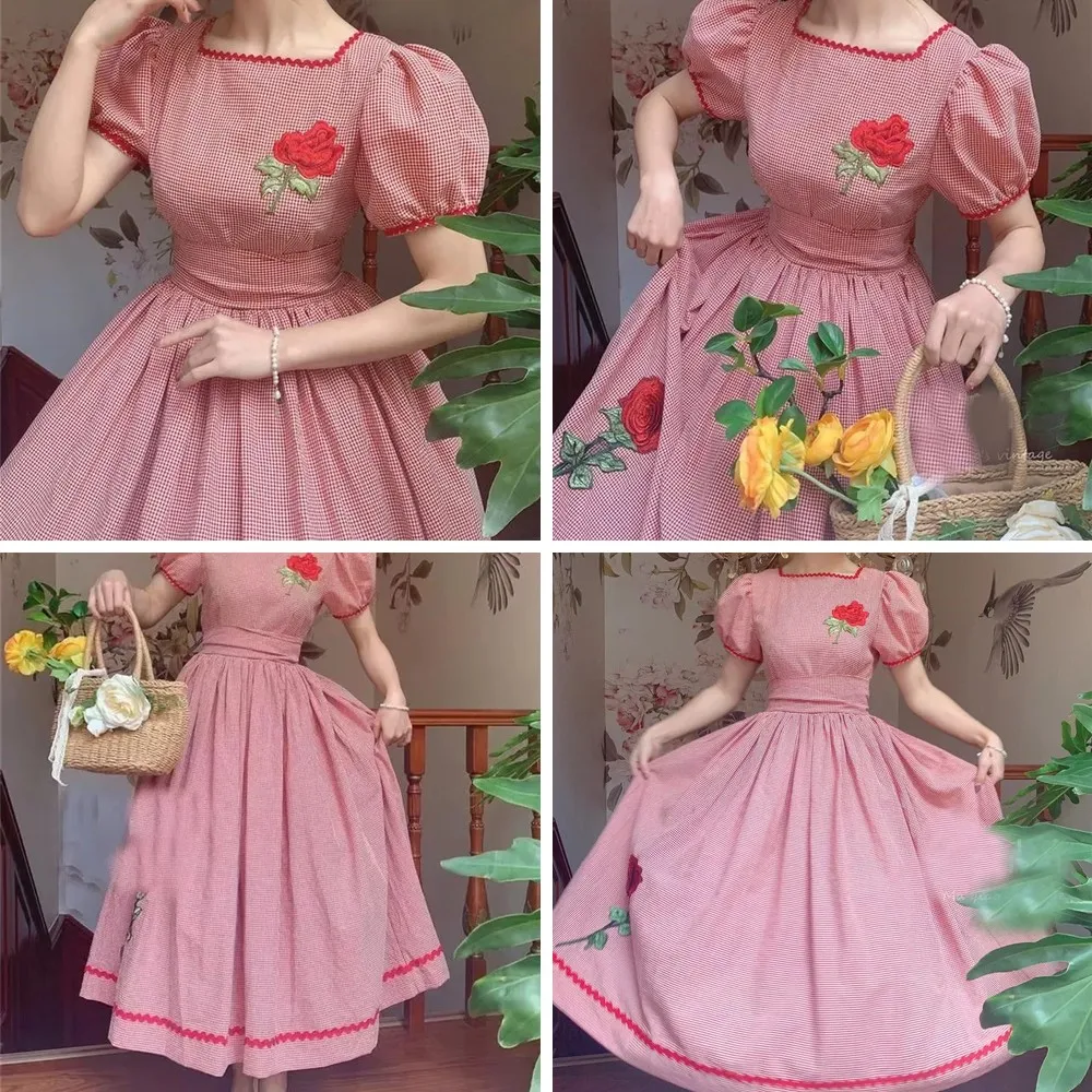 Vintage Victorian Princess Dress with Puff Sleeve & Floral Embroidery for Party Night
Vintage Victorian Princess Dress with Puff Sleeve & Floral Embroidery for Party Night