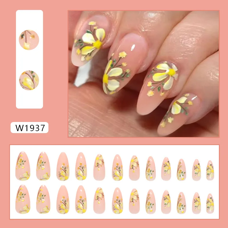 24pcs Floral Press-On Nails - Sunny Yellow Blossoms Medium Almond Shape (Multi Sizes) Ins Style Spring Nail Accessories 
24pcs Floral Press-On Nails - Sunny Yellow Blossoms Medium Almond Shape (Multi Sizes) Ins Style Spring Nail Accessories
