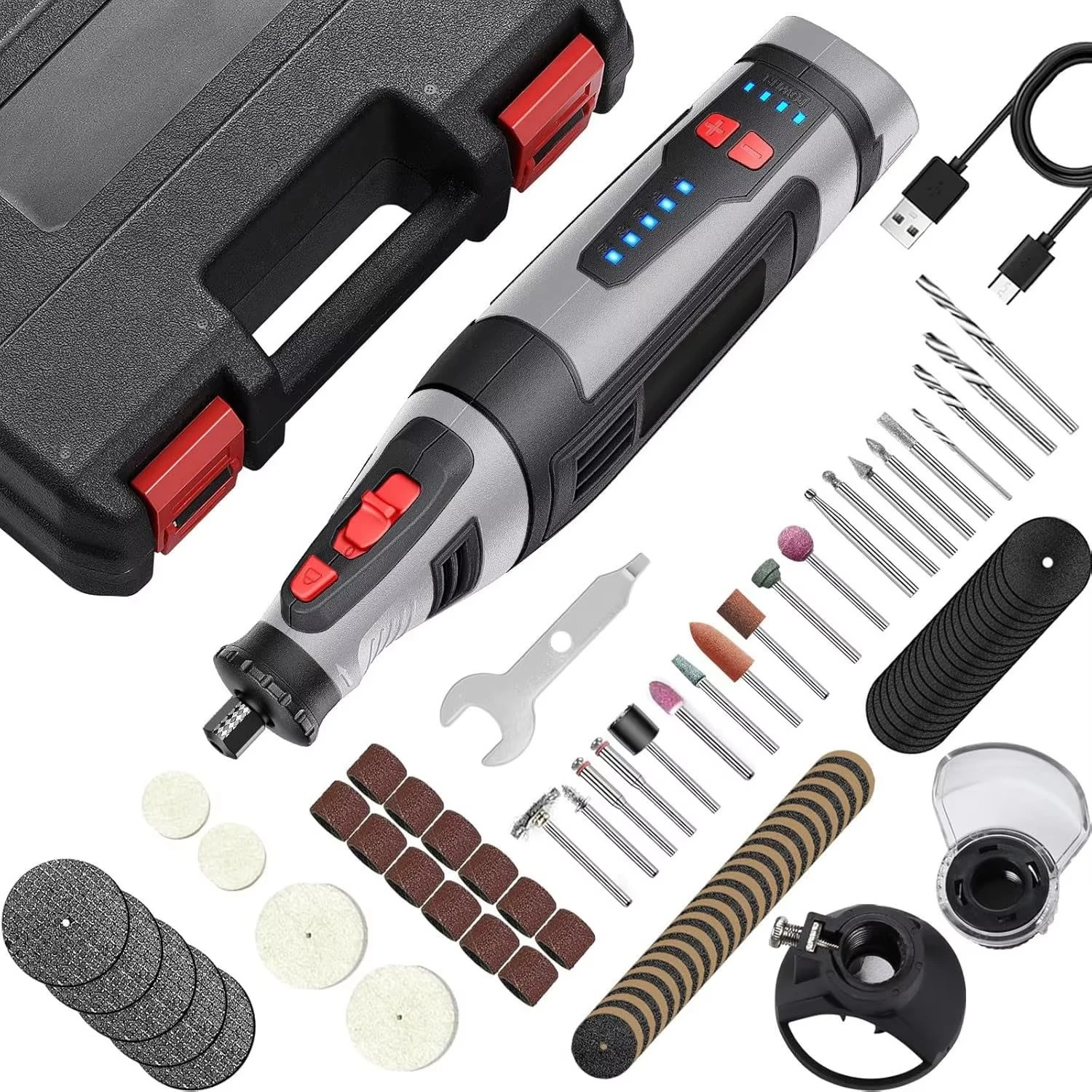 Cordless Rotary Tool, 2.0 Ah 8V Rechargeable Multi Tool Kit
Cordless Rotary Tool, 2.0 Ah 8V Rechargeable Multi Tool Kit