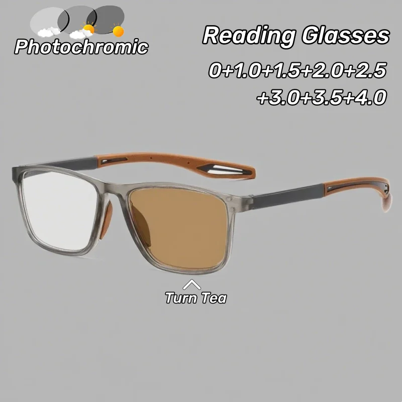 Ultralight TR90 Photochromic Reading Glasses Unisex Men Presbyopia Eyewear Vintage Outdoor Sports Sunglasses with Degrees 0~+4.0
Ultralight TR90 Photochromic Reading Glasses Unisex Men Presbyopia Eyewear Vintage Outdoor Sports Sunglasses with Degrees 0~+4.0