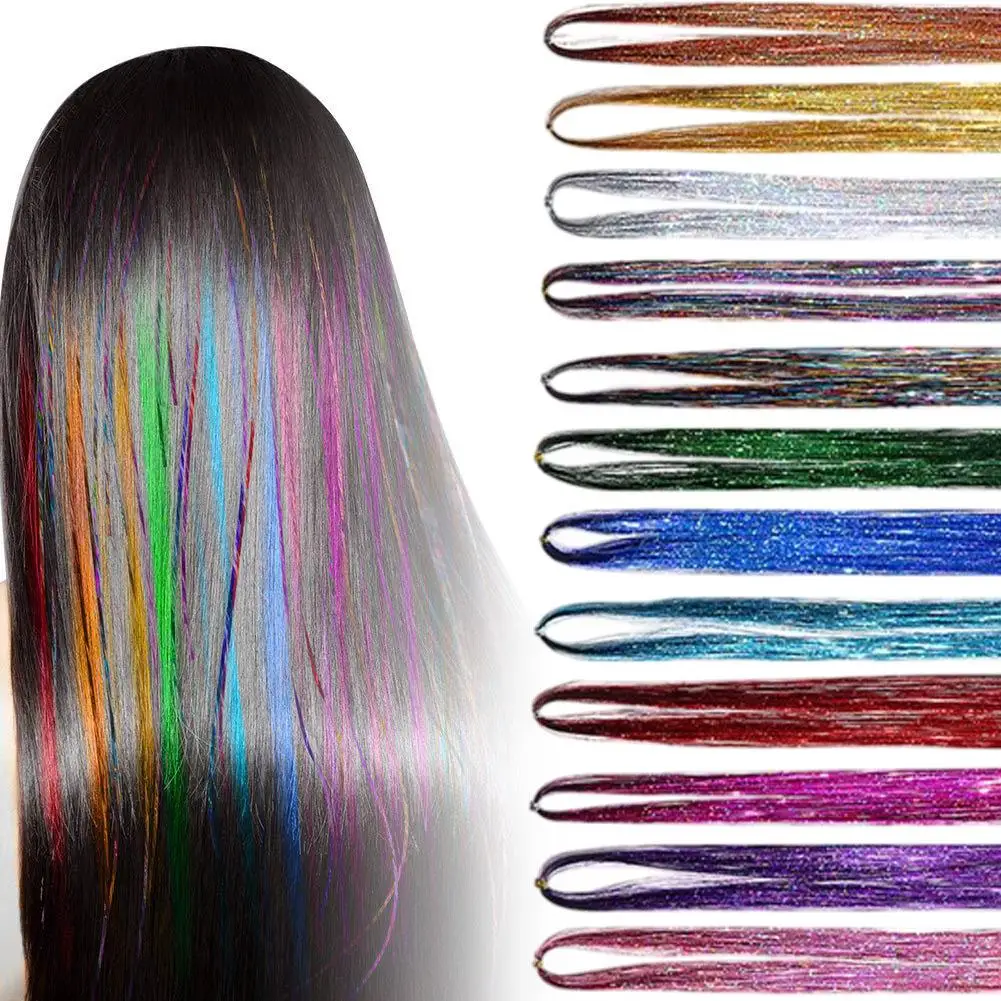 12-colors Sparkle Hair Tinsel Rainbow Colored Strands Girls Headwear Hairbinge Hair Laser False Hair Extensions Decor
12-colors Sparkle Hair Tinsel Rainbow Colored Strands Girls Headwear Hairbinge Hair Laser False Hair Extensions Decor