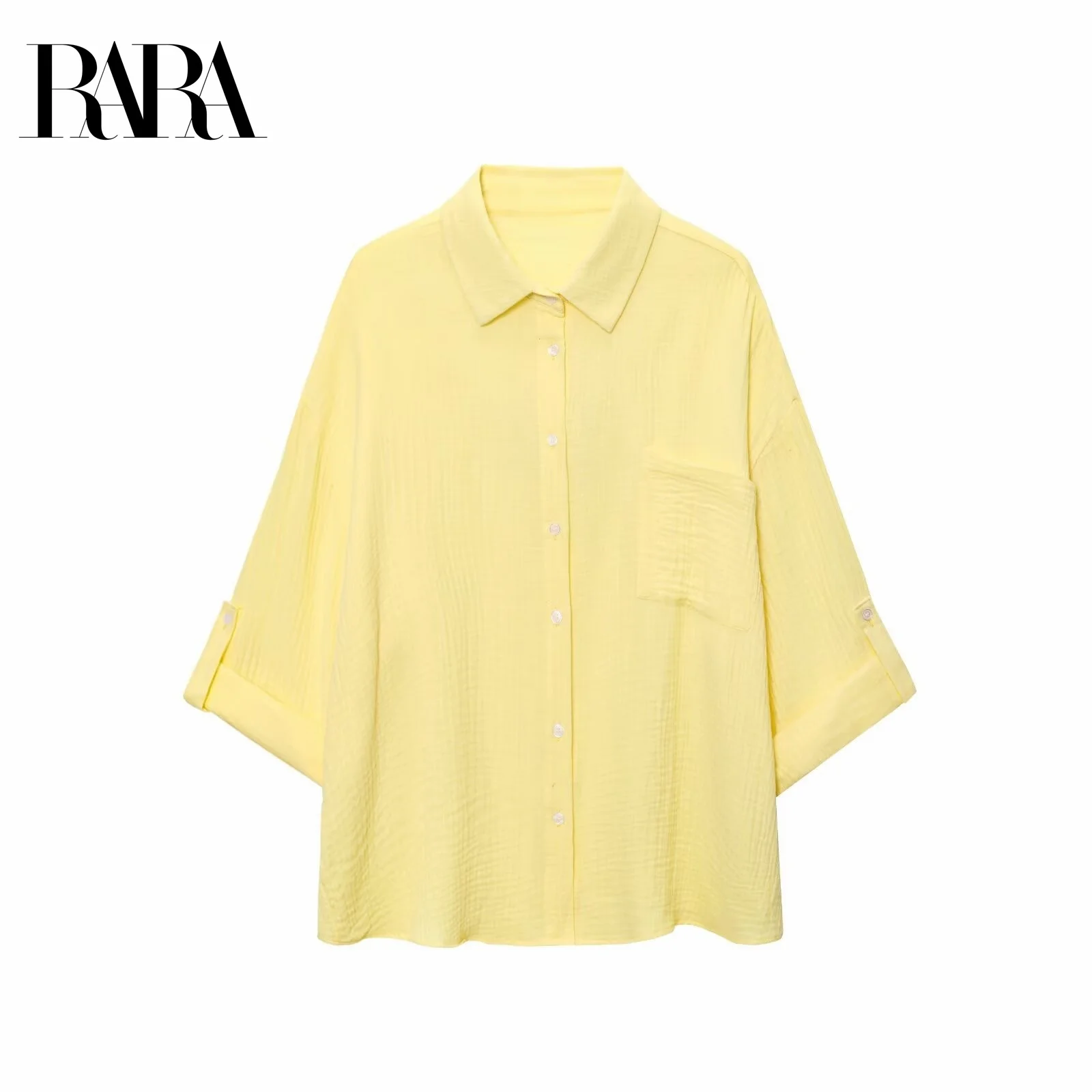 RARA2025 Women's Summer New Roll Up Sleeve Design Casual Loose Lazy Style Lapel Shirt Top Linen Gauze Fabric
RARA2025 Women's Summer New Roll Up Sleeve Design Casual Loose Lazy Style Lapel Shirt Top Linen Gauze Fabric