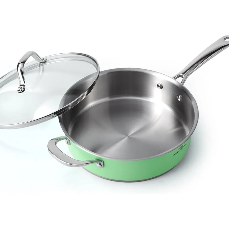 Сковорода-сотейник Virant из нержавеющей стали, 9,5 дюйма, мятно-зеленая, с крышкой из стекла – 2,5 литра, нетоксичная, глубокая, для индукционных плит
Сковорода-сотейник Virant из нержавеющей стали, 9,5 дюйма, мятно-зеленая, с крышкой из стекла – 2,5 литра, нетоксичная, глубокая, для индукционных плит