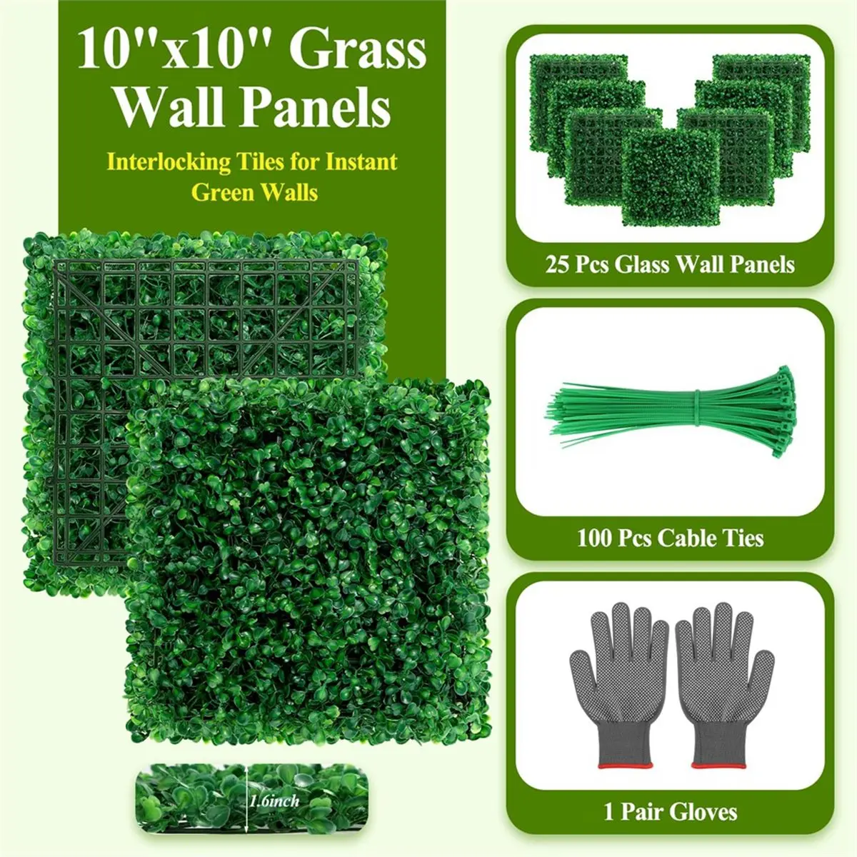 A08I 25Pcs Artificial Grass Wall Panels 10" X 10" Greenery Backdrop UV-Protected for Decor Wedding Garden Fence Decorations
A08I 25Pcs Artificial Grass Wall Panels 10" X 10" Greenery Backdrop UV-Protected for Decor Wedding Garden Fence Decorations