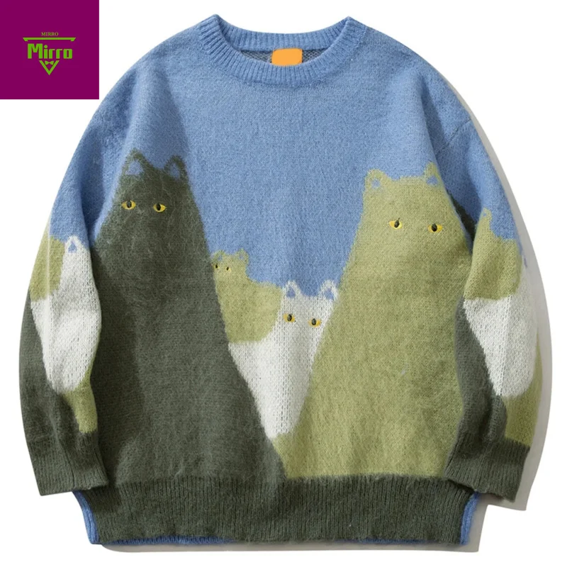 Свитер с рисунком кота, мужские вязаные свитера большого размера, джемперы, уличная одежда, пуловер в стиле хип-хоп, черный свободный пуловер Y2K, трикотаж
Свитер с рисунком кота, мужские вязаные свитера большого размера, джемперы, уличная одежда, пуловер в стиле хип-хоп, черный свободный пуловер Y2K, трикотаж