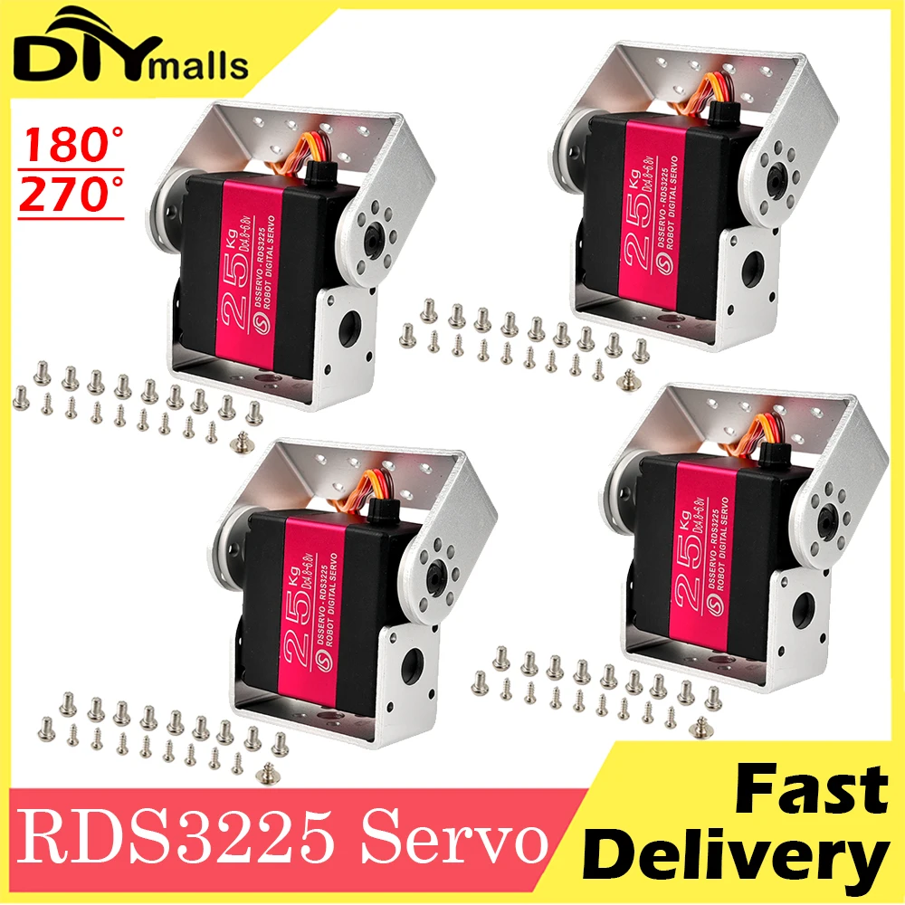 4pcs 25KG RDS3225 Digital Metal Gear Robotic Servo Motor 180 270 degree double-shaft Waterproof IP66 with U Mouting Bracket
4pcs 25KG RDS3225 Digital Metal Gear Robotic Servo Motor 180 270 degree double-shaft Waterproof IP66 with U Mouting Bracket