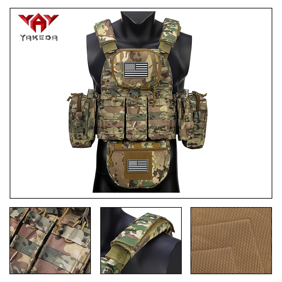 YAKEDA Съемный тренировочный жилет, расширяемая система Molle, водонепроницаемый и износостойкий комплект оборудования из пяти предметов
YAKEDA Съемный тренировочный жилет, расширяемая система Molle, водонепроницаемый и износостойкий комплект оборудования из пяти предметов