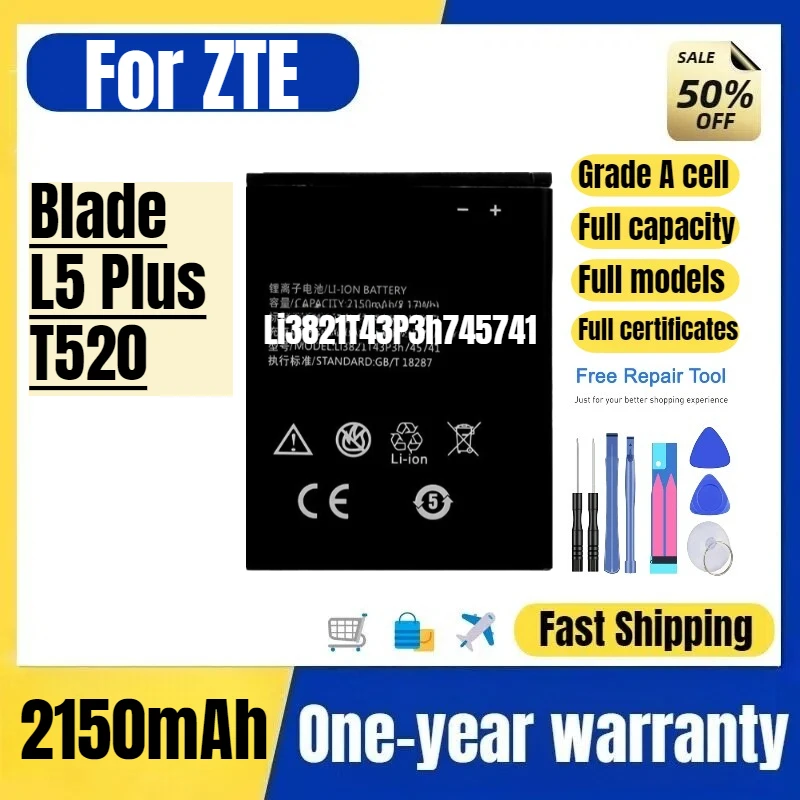 Li3821T43P3h745741 for ZTE Blade L5 Plus/T520 Phone Battery High Quality High Capacity Replacement Bateria Grade A Cell WithTool
Li3821T43P3h745741 for ZTE Blade L5 Plus/T520 Phone Battery High Quality High Capacity Replacement Bateria Grade A Cell WithTool