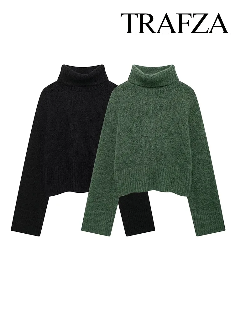 TRAFZA Women Elegant Knitted Top Chic Solid High Collar Long Sleeve Pullover Tops Female Autumn Casual Sweater 2-Colors Tops
TRAFZA Women Elegant Knitted Top Chic Solid High Collar Long Sleeve Pullover Tops Female Autumn Casual Sweater 2-Colors Tops