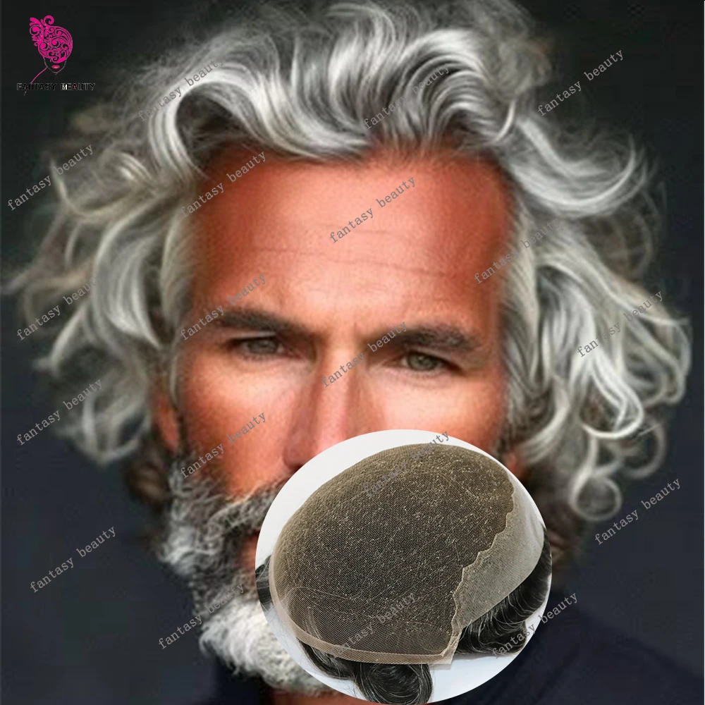 28MM Curly Black Grey Hair Q6 Lace Front Male Wigs Replacement System Undetectable Natural Human Hair Swiss Lace Toupee for Men
28MM Curly Black Grey Hair Q6 Lace Front Male Wigs Replacement System Undetectable Natural Human Hair Swiss Lace Toupee for Men