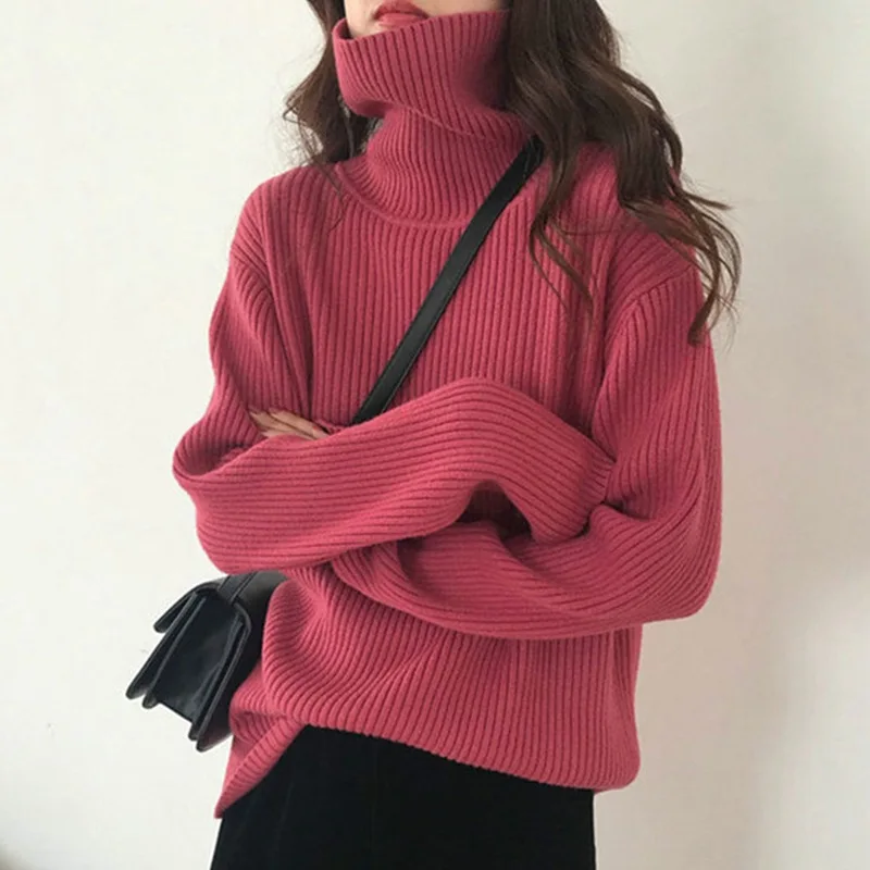 Pullovers Women Turtleneck Sweaters Jumpers Knitted Tops y2k streetwear Casual Loose Knit Top Elegant Splice Autumn Winter 2025
Pullovers Women Turtleneck Sweaters Jumpers Knitted Tops y2k streetwear Casual Loose Knit Top Elegant Splice Autumn Winter 2025