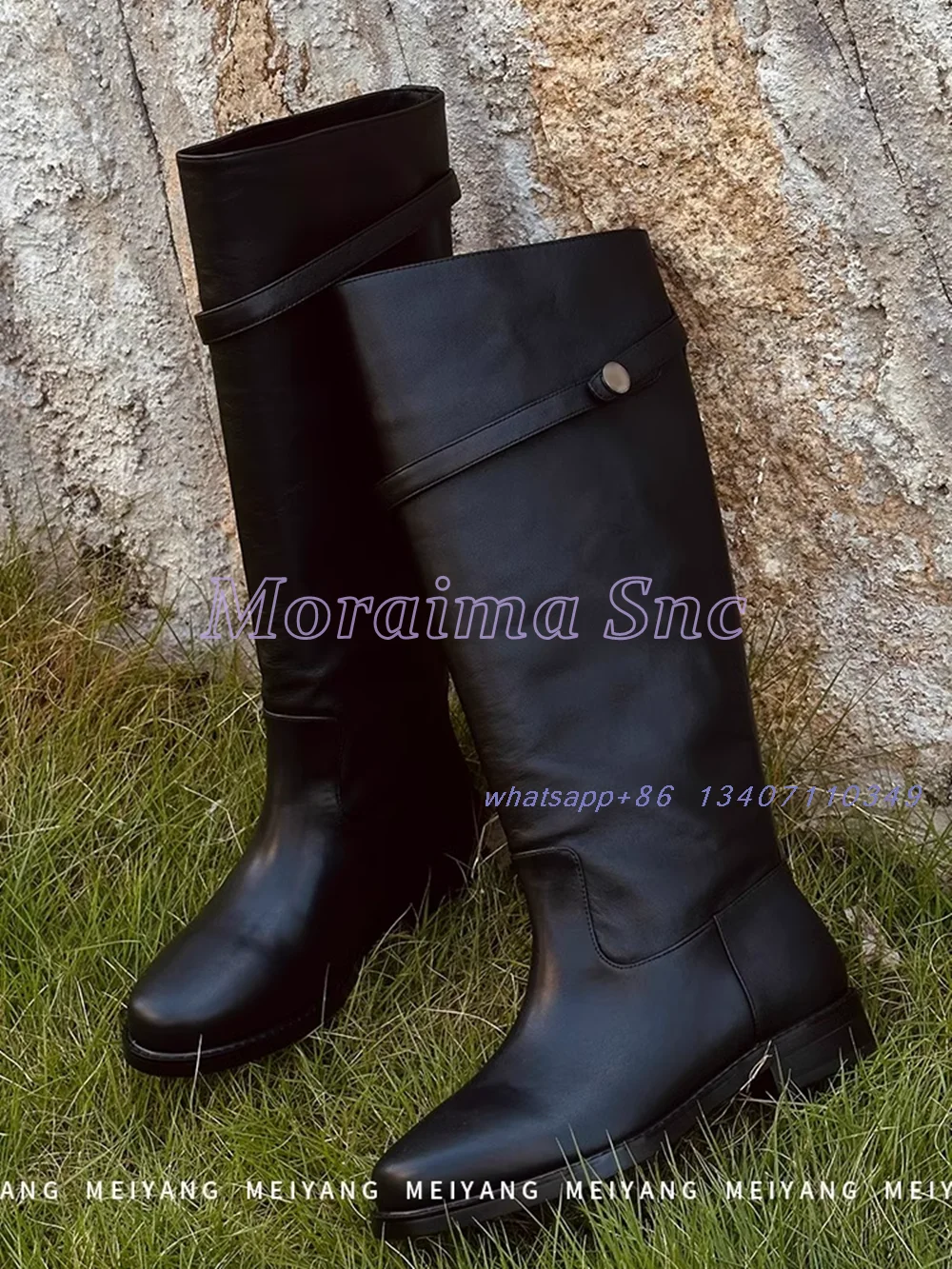 Metal Button Strap Round Toe Knee High Boots Slip On Block Chunky Heel Sexy Fashion Concise Women's Long Boots Autumn Winter New
Metal Button Strap Round Toe Knee High Boots Slip On Block Chunky Heel Sexy Fashion Concise Women's Long Boots Autumn Winter New