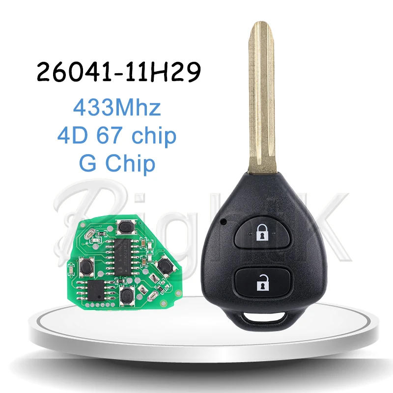 Auto Smart Key For Toyota RAV4 Corolla Europe 2006-2010 433Mhz ID 4D 67 G Chip 26041- 11H29 2 Buttons Remote Control Car Key Fob
Auto Smart Key For Toyota RAV4 Corolla Europe 2006-2010 433Mhz ID 4D 67 G Chip 26041- 11H29 2 Buttons Remote Control Car Key Fob
