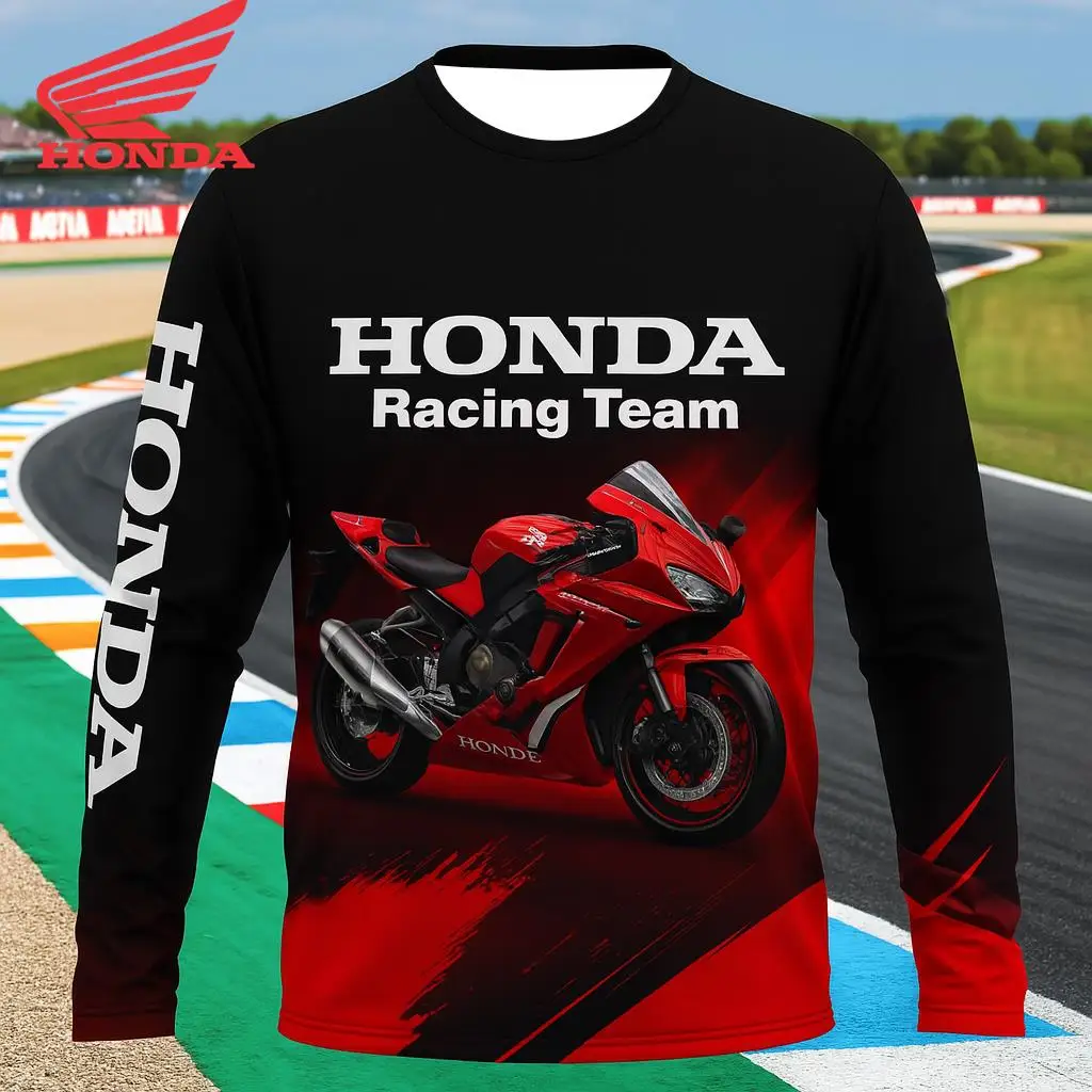 Мужская футболка Honda Motorcycle Racing Team с длинным рукавом, весенне-осенние трикотажные футболки 2026, новая спортивная быстросохнущая одежда, топы 
Мужская футболка Honda Motorcycle Racing Team с длинным рукавом, весенне-осенние трикотажные футболки 2026, новая спортивная быстросохнущая одежда, топы
