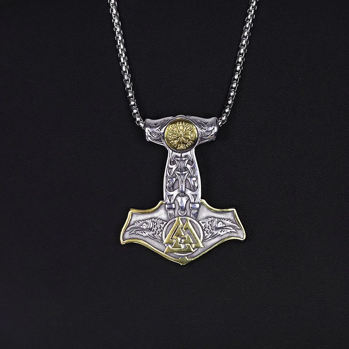Norse Valknut Goat Ram Thor Hammer Mjolnir Pendant Viking Jewelry Necklace Men Amulet Talisman
Norse Valknut Goat Ram Thor Hammer Mjolnir Pendant Viking Jewelry Necklace Men Amulet Talisman
