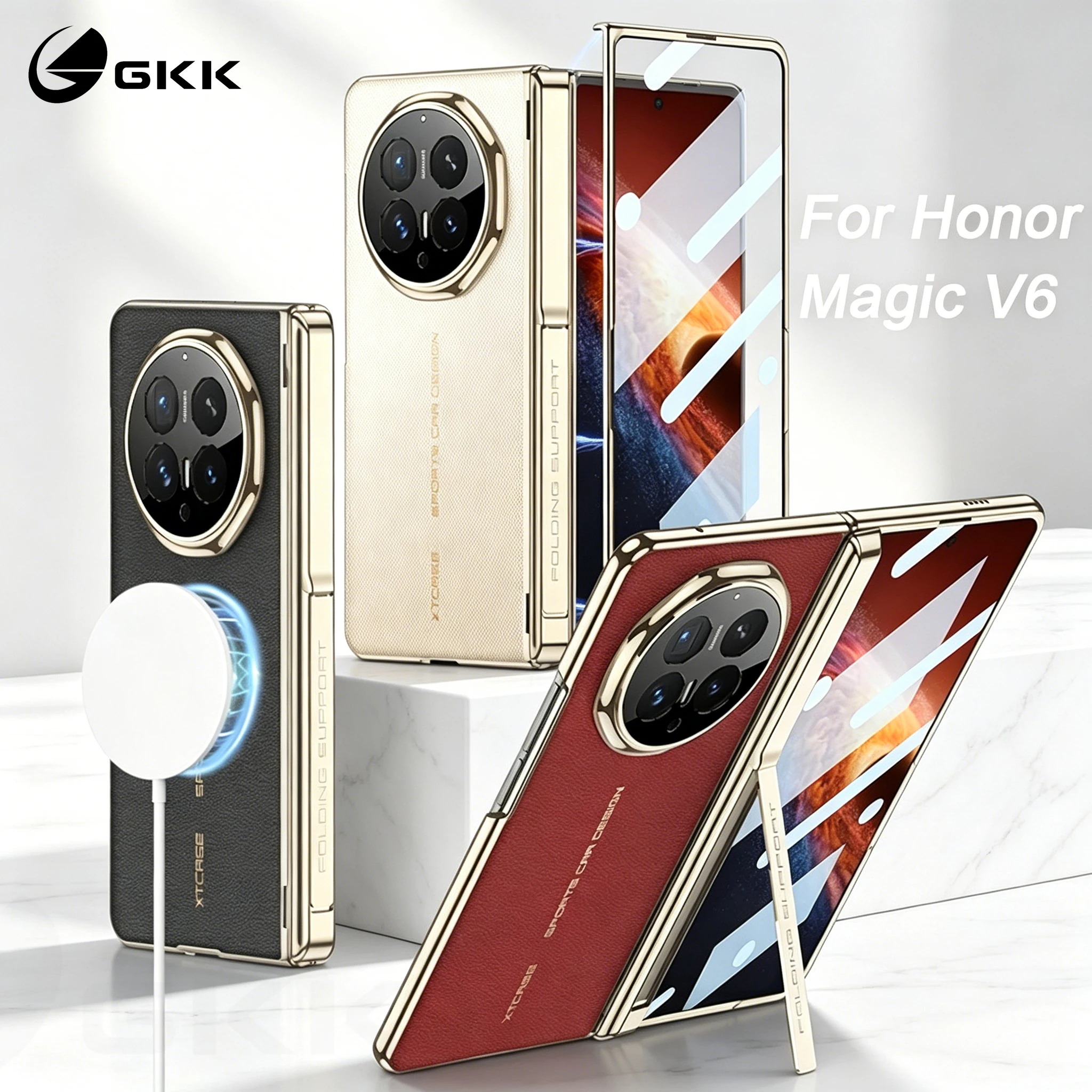 Plating Leather Magnetic Hinge Stand Case For Honor Magic V6 Wireless Charge Front Screen Glass Cover For Honor Magic V5 Case
Plating Leather Magnetic Hinge Stand Case For Honor Magic V6 Wireless Charge Front Screen Glass Cover For Honor Magic V5 Case