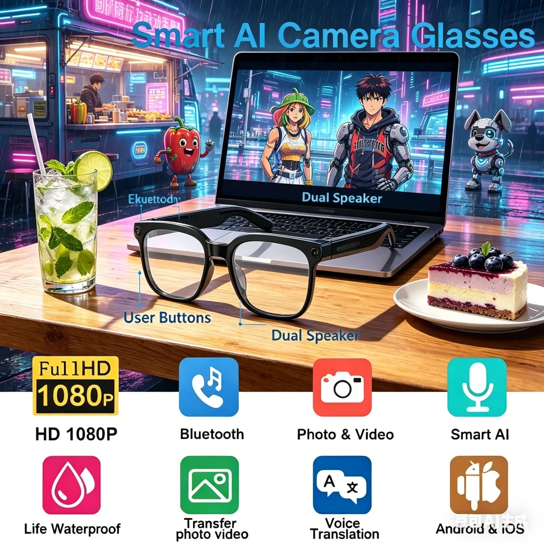 Ethereal AI Smart Glasses 8K HD Photochromic Multifunction Bluetooth Calling Voice Assistant Music Player Translate Camera
Ethereal AI Smart Glasses 8K HD Photochromic Multifunction Bluetooth Calling Voice Assistant Music Player Translate Camera