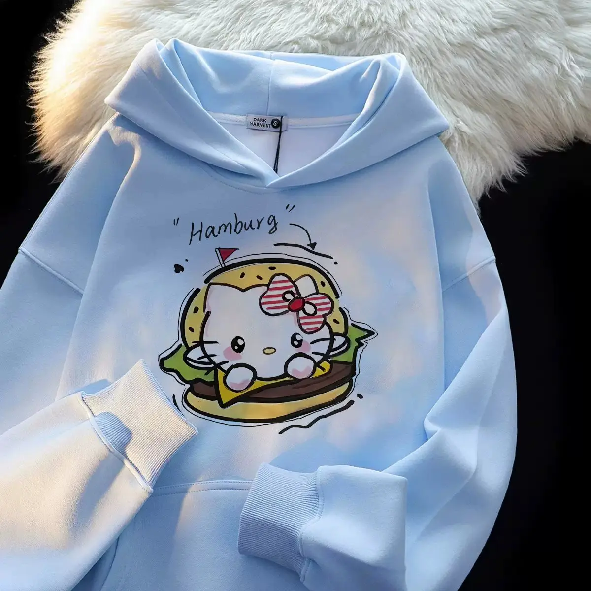 Sanrio Hello Kitty women's Hoodie Pullover coat tops Cotton Blend For Petite Autumn Winter Casual Niche Design Versatile Loose
Sanrio Hello Kitty women's Hoodie Pullover coat tops Cotton Blend For Petite Autumn Winter Casual Niche Design Versatile Loose
