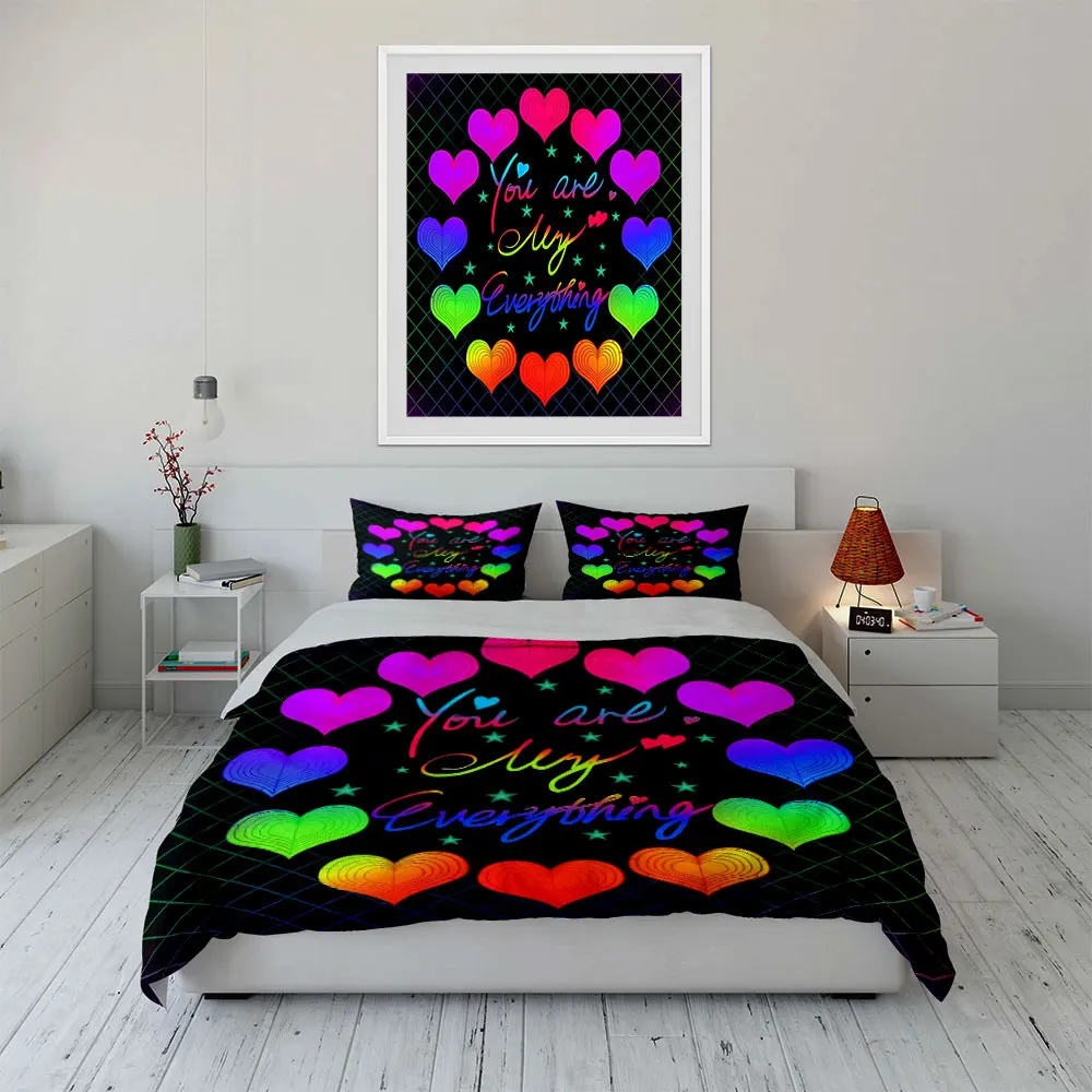Colorful Heart Romantic Decoration Set Bedding Set with 1 Duvet Cover 2 Pillowcases Single Double King Queen, Gift
Colorful Heart Romantic Decoration Set Bedding Set with 1 Duvet Cover 2 Pillowcases Single Double King Queen, Gift