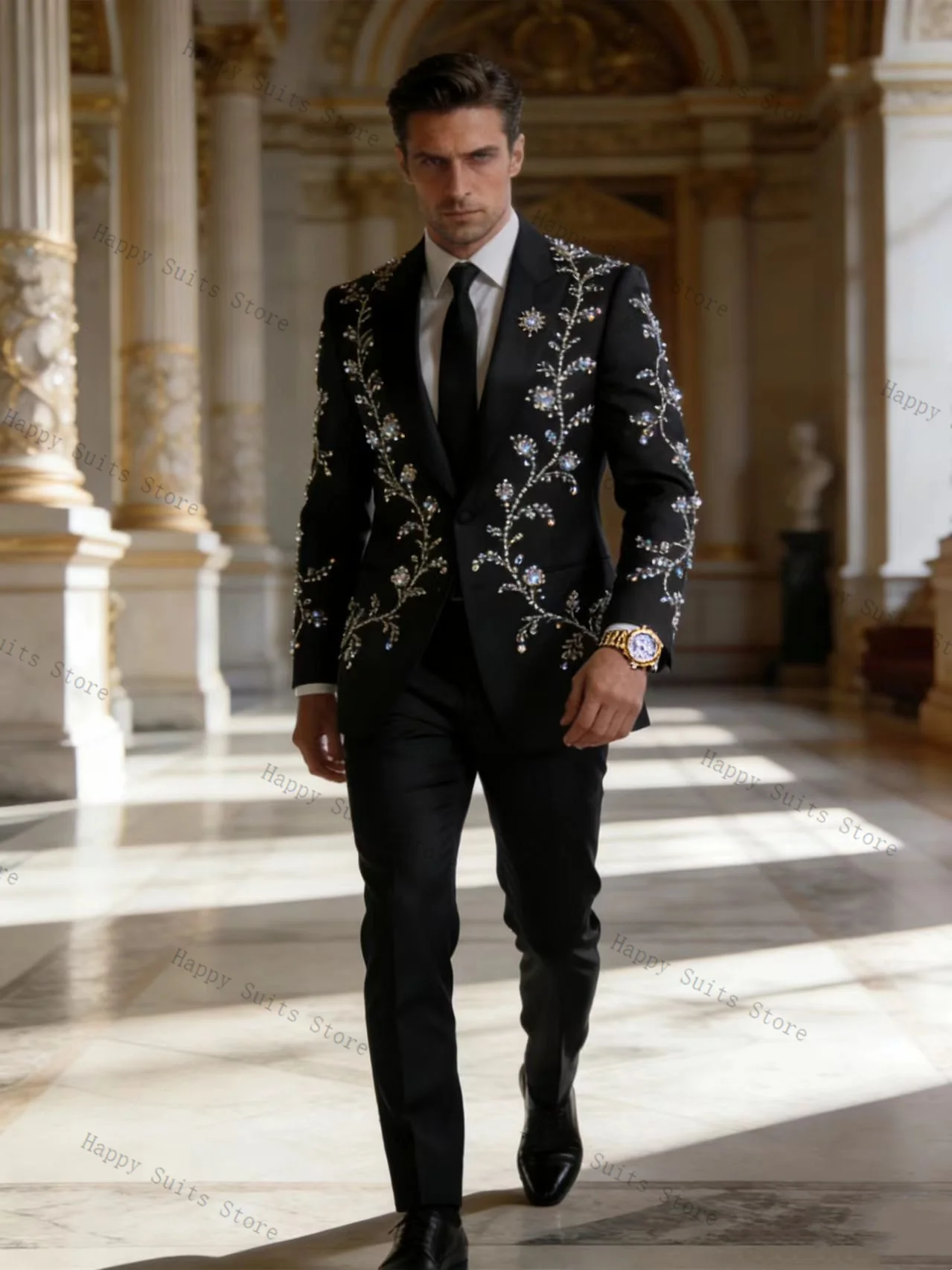 Мужской костюм из черных кристаллов, 2 предмета: пиджак + хлопковые брюки, формальный офисный костюм, свадебный смокинг, куртка на заказ
Мужской костюм из черных кристаллов, 2 предмета: пиджак + хлопковые брюки, формальный офисный костюм, свадебный смокинг, куртка на заказ