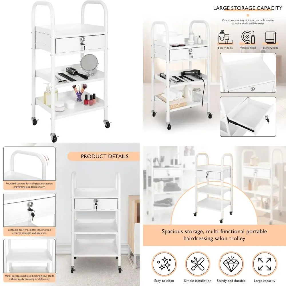 Rolling Hair Station Cart with 1 Drawer and 2 Shelves, Ideal for Salon, Medical, and Tattoo Supplies
Rolling Hair Station Cart with 1 Drawer and 2 Shelves, Ideal for Salon, Medical, and Tattoo Supplies