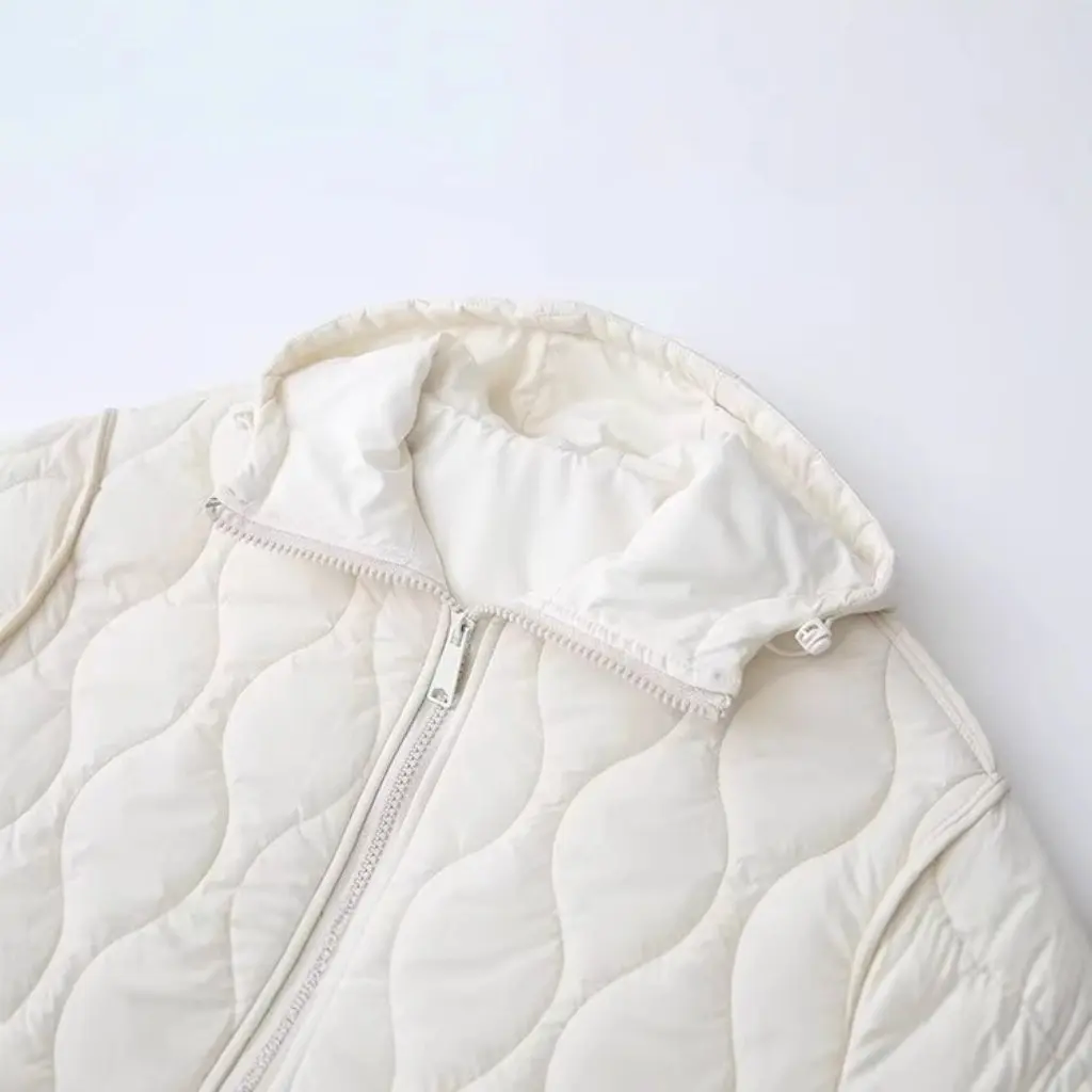 Women's Temperament Cotton-padded Coat Spring Autumn European American Style Long Jacket with Hood And Pockets Commuter Wear 
Women's Temperament Cotton-padded Coat Spring Autumn European American Style Long Jacket with Hood And Pockets Commuter Wear