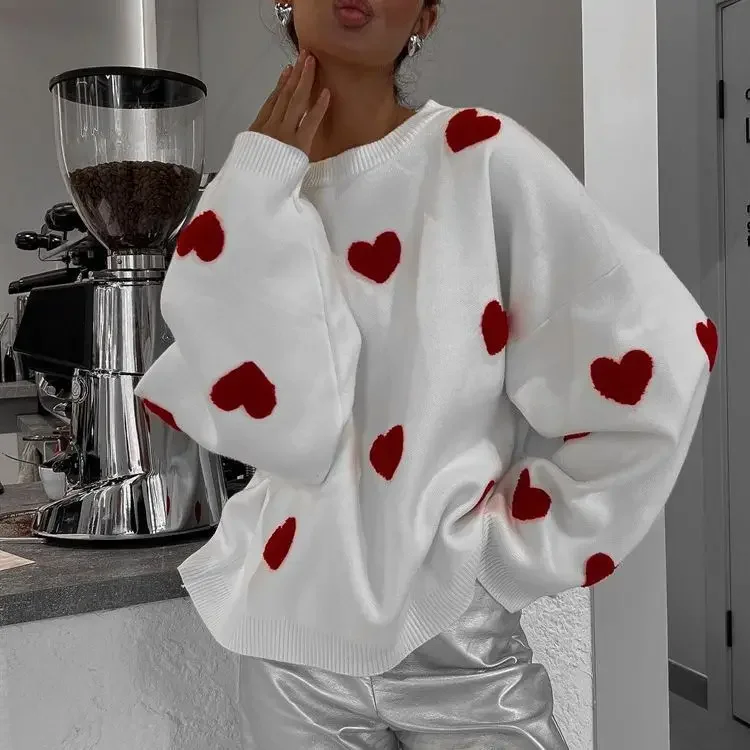 Women's Knitted Sweater with Heart-shaped Embroidery Round Neck Long Sleeved Autumn and Winter Sweater
Women's Knitted Sweater with Heart-shaped Embroidery Round Neck Long Sleeved Autumn and Winter Sweater