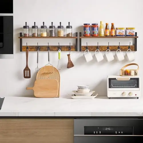 Rustic Brown Wall-Mounted Hanging Organizer With Shelf, 23.6 Inch, 10 Hooks For Coats Hats Towels And Kitchen Utensils
Rustic Brown Wall-Mounted Hanging Organizer With Shelf, 23.6 Inch, 10 Hooks For Coats Hats Towels And Kitchen Utensils