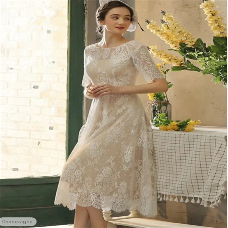 Reception Little White Dress Bridal Shower Dresses Wedding Dresses in Color Wedding Dresses A-Line Illusion Neck Half Sleeve
Reception Little White Dress Bridal Shower Dresses Wedding Dresses in Color Wedding Dresses A-Line Illusion Neck Half Sleeve