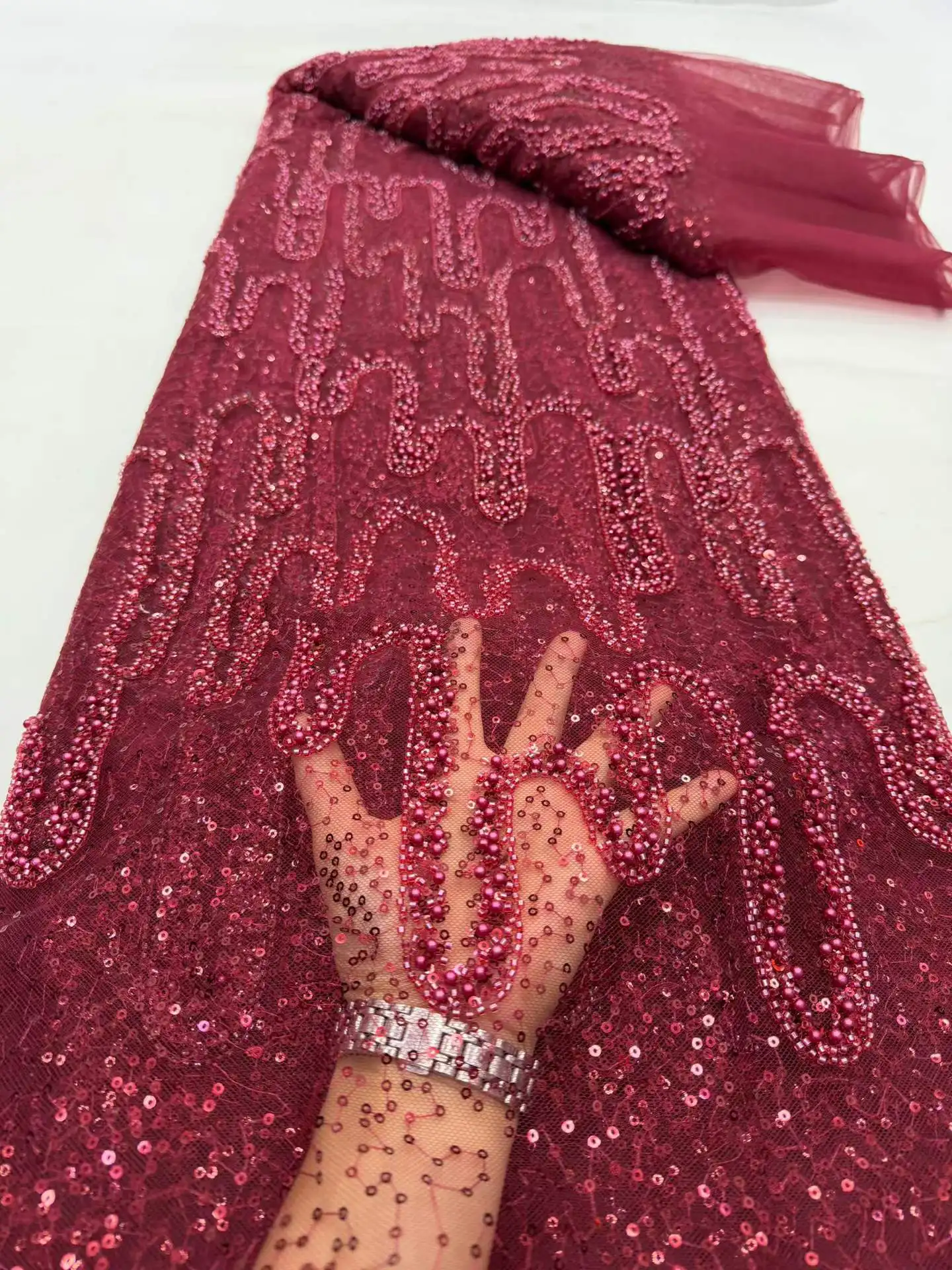 Popular Hot Sale African Sequins Beaded Lace Fabric 2026 High Quality Nigerian Wedding Embroidery French Sewing For Women Dress
Popular Hot Sale African Sequins Beaded Lace Fabric 2026 High Quality Nigerian Wedding Embroidery French Sewing For Women Dress