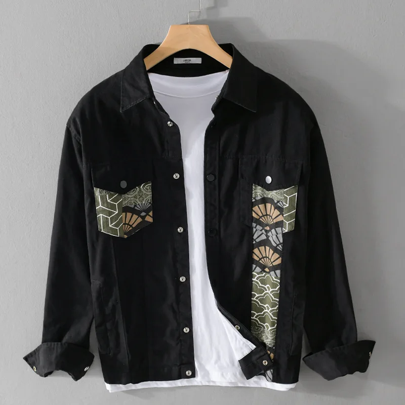 Cotton Workwear Jacket Men's Spring Autumn New Style Youthful Printed Patchwork Loose Denim Shirt Fashionable Urban Outfit
Cotton Workwear Jacket Men's Spring Autumn New Style Youthful Printed Patchwork Loose Denim Shirt Fashionable Urban Outfit
