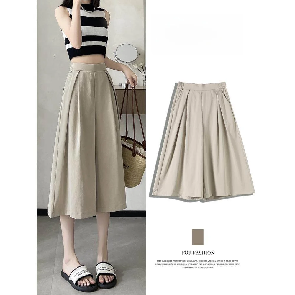 High Waist Ice Silk Wide Leg Skirt Casual Lightweight Summer Slimming Seven-Five Pants for Women Girls Pure Color
High Waist Ice Silk Wide Leg Skirt Casual Lightweight Summer Slimming Seven-Five Pants for Women Girls Pure Color