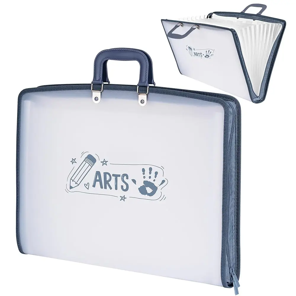 11x17 Accordion File Organizer with 13 Pockets, Art Portfolio with Handle & Zipper Closure, Oxford-Trimmed Frosted Translucen
11x17 Accordion File Organizer with 13 Pockets, Art Portfolio with Handle & Zipper Closure, Oxford-Trimmed Frosted Translucen