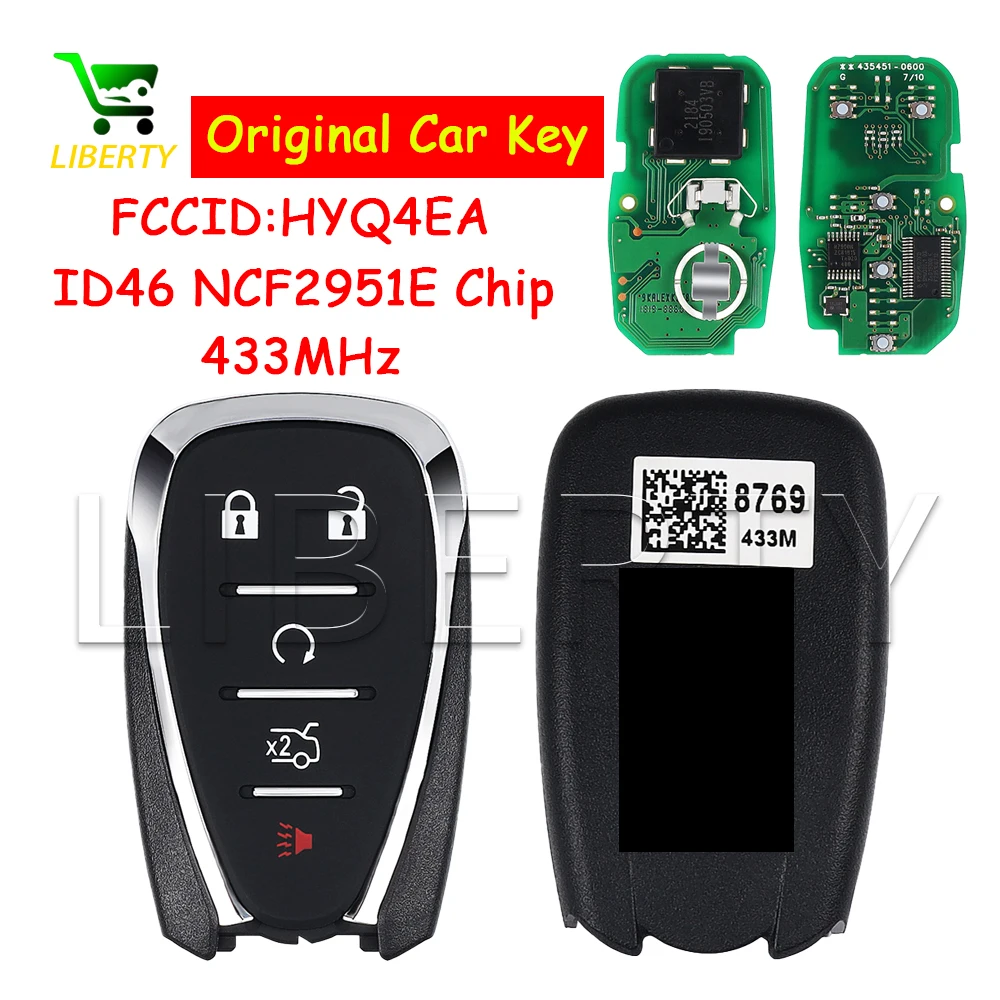 Liberty HYQ4EA Original Smart Remote Card Key for Chevrolet Camaro Cruze Malibu 2016-2022 ID46 PCF2951E Chip 433MHZ OEM Key
Liberty HYQ4EA Original Smart Remote Card Key for Chevrolet Camaro Cruze Malibu 2016-2022 ID46 PCF2951E Chip 433MHZ OEM Key