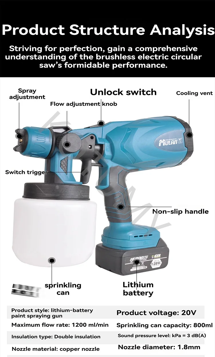 20V Home Cordless Spray Paint Machine Suitable for Wooden Fence Furniture Cabinet Walls 800ML
20V Home Cordless Spray Paint Machine Suitable for Wooden Fence Furniture Cabinet Walls 800ML