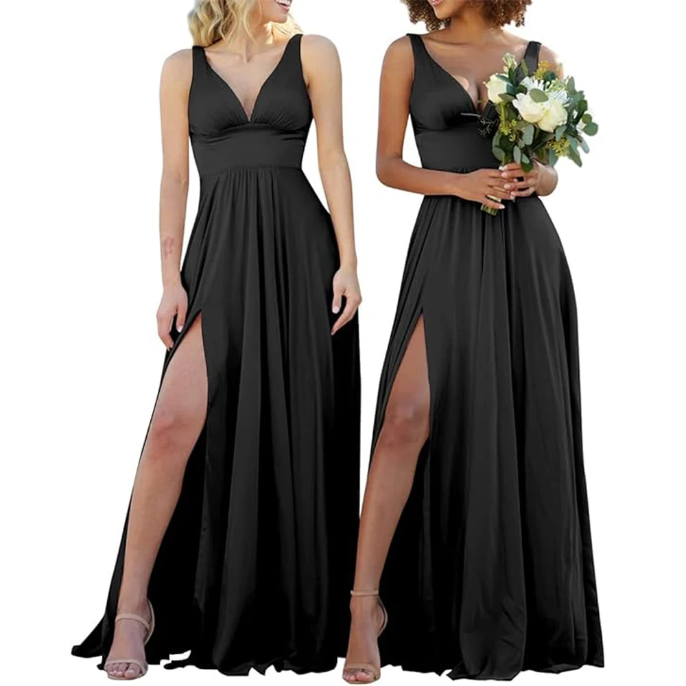 MisShow V-Neck Spaghetti Straps Bridesmaid Dresses for Wedding Sexy High Split Sleeveless Formal Prom Party Gala Dress
MisShow V-Neck Spaghetti Straps Bridesmaid Dresses for Wedding Sexy High Split Sleeveless Formal Prom Party Gala Dress