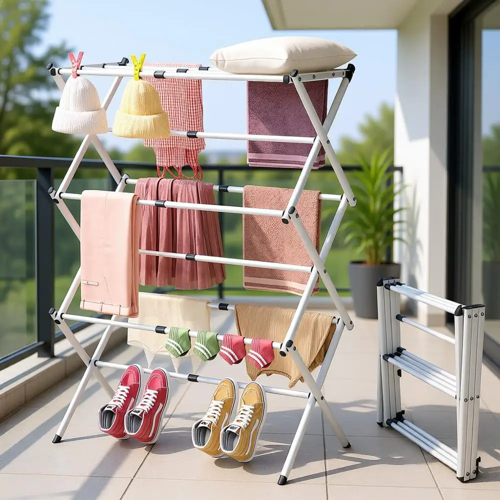 Expandable Metal Clothing Dryer, 3 Tier Laundry Drying Rack, Collapsible Towel Rack, Air Drying Rack, White
Expandable Metal Clothing Dryer, 3 Tier Laundry Drying Rack, Collapsible Towel Rack, Air Drying Rack, White