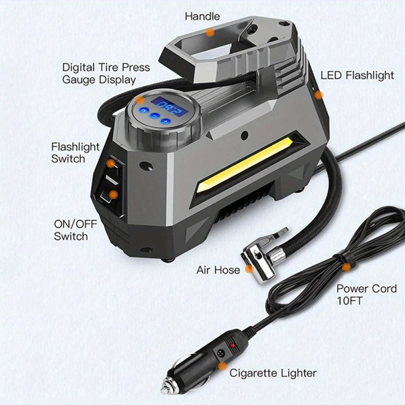 Портативный компрессор, портативный насос 150PSI 12 В, подходят для автомобильных шин, оснащенных аварийными светодиодами и длиной, Suita
Портативный компрессор, портативный насос 150PSI 12 В, подходят для автомобильных шин, оснащенных аварийными светодиодами и длиной, Suita