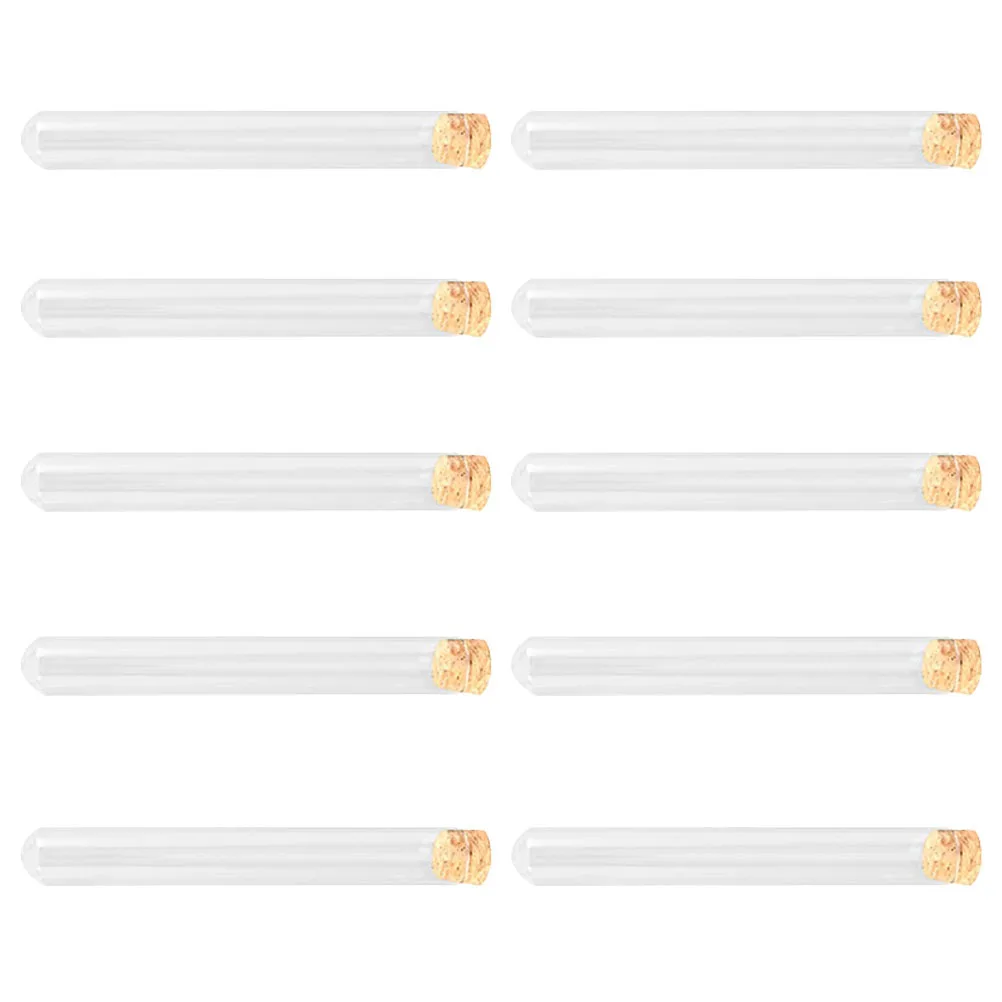 10Pcs Glass Test Tubes Round Bottom Transparent Laboratory Serological Test Tubes Wooden Cork Leakproof for Research Sample 
10Pcs Glass Test Tubes Round Bottom Transparent Laboratory Serological Test Tubes Wooden Cork Leakproof for Research Sample