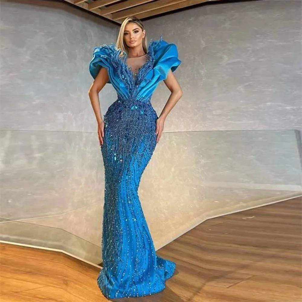 Arabic Blue Evening Gown Layered Shoulder Beaded Dress for Party Mermaid Gorgeous Prom Gowns Beading Tierred Floor Length
Arabic Blue Evening Gown Layered Shoulder Beaded Dress for Party Mermaid Gorgeous Prom Gowns Beading Tierred Floor Length