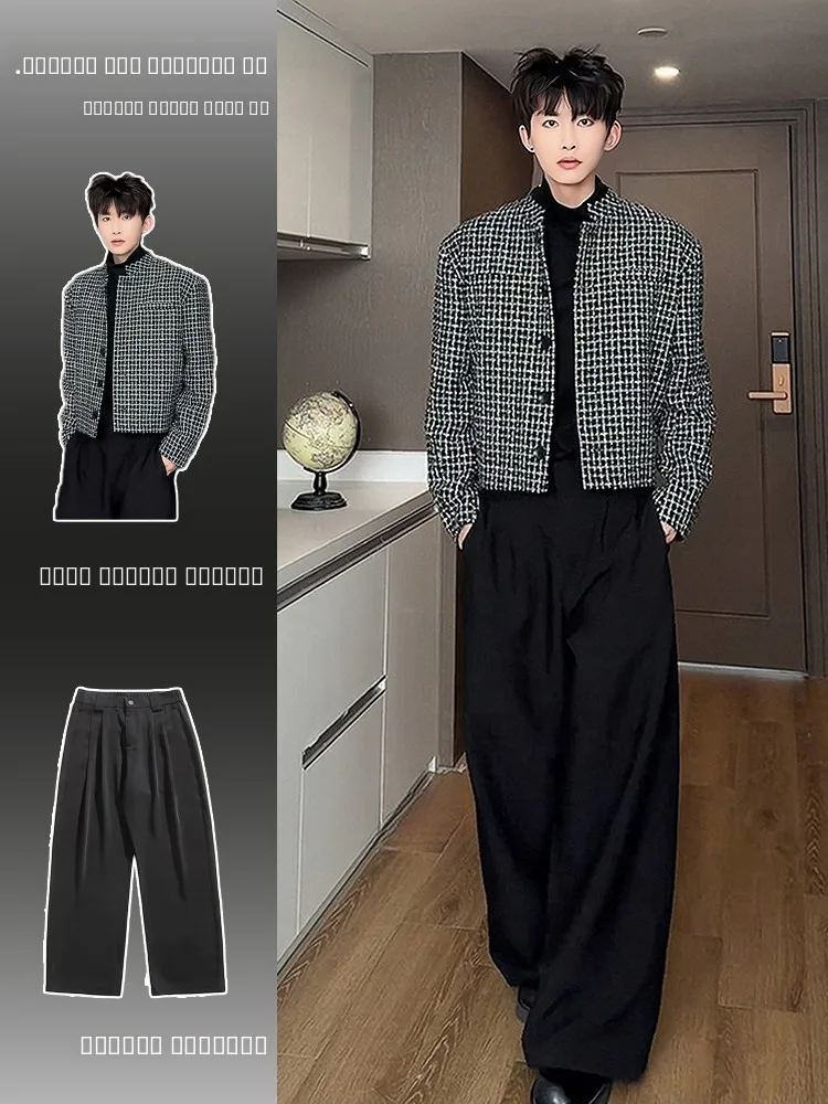 Мужской костюм-двойка в клетку с воротником-стойкой, весенне-осенний, повседневный, в американском стиле, ветрозащитный, удлиненный рукав
Мужской костюм-двойка в клетку с воротником-стойкой, весенне-осенний, повседневный, в американском стиле, ветрозащитный, удлиненный рукав